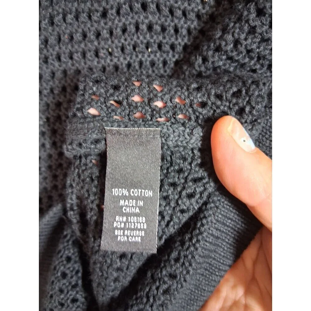 NWT RSQ Sweater Short Sleeve Open Knit Collared Black Men's Size Medium